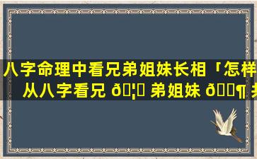 八字命理中看兄弟姐妹长相「怎样从八字看兄 🦆 弟姐妹 🐶 共几个,排行」